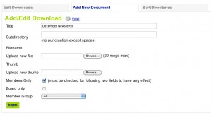Add a downloadable file - Add New Document Screen